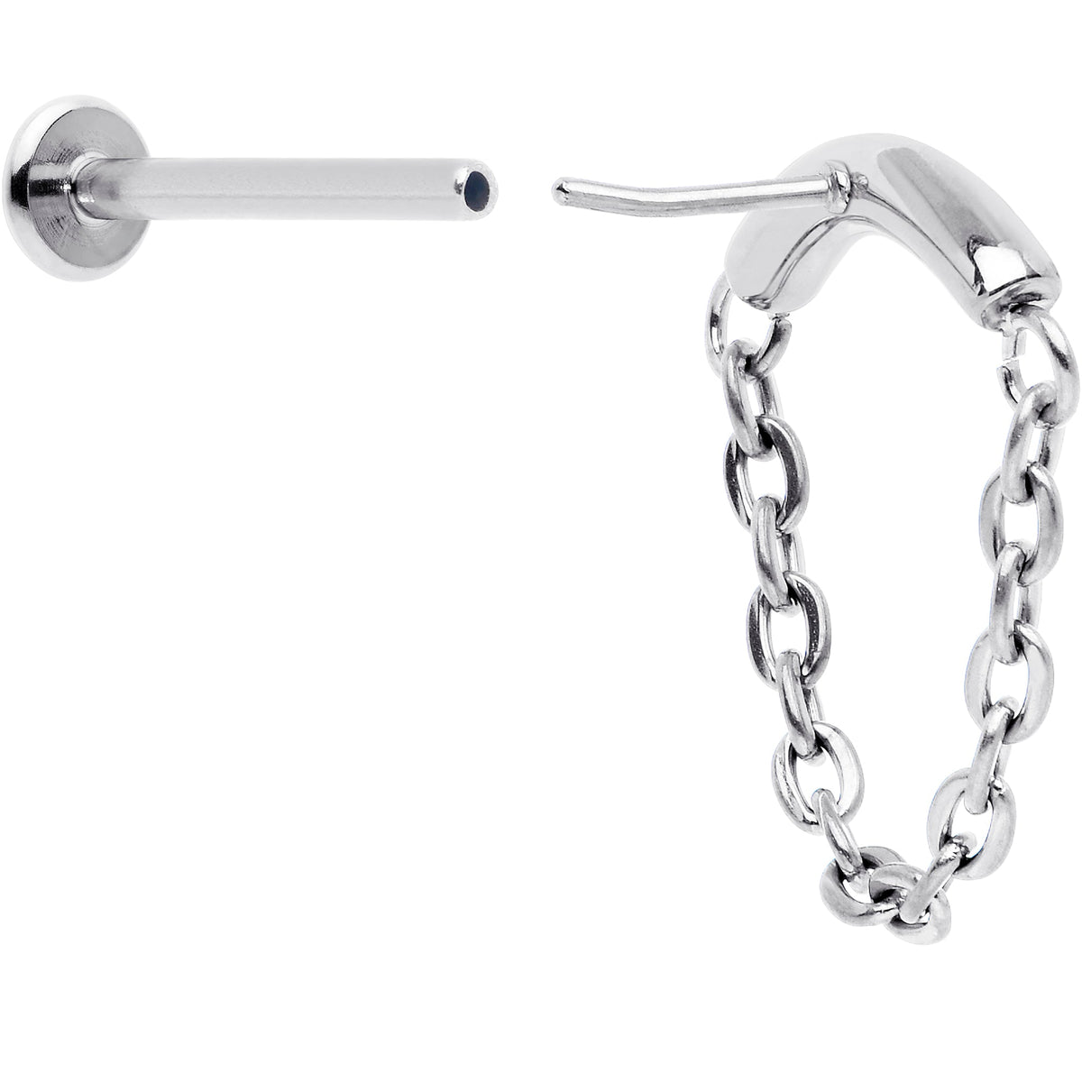 18G 5/16 Titanium Threadless Chain Dangle Hidden Helix Earring