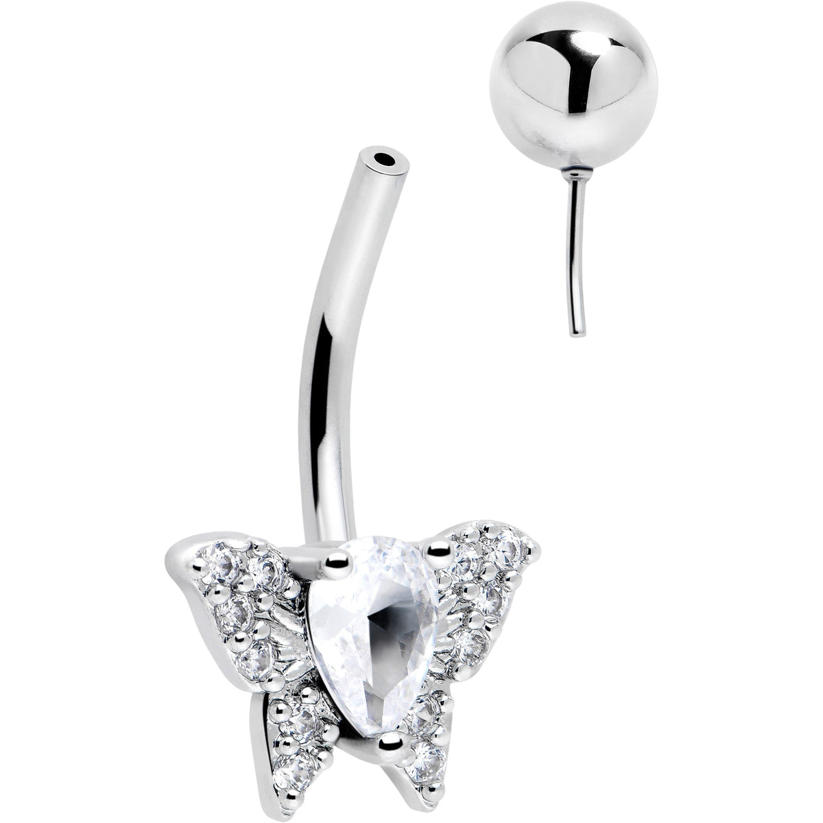 Cubic Zirconia Style Butterfly Belly Ring