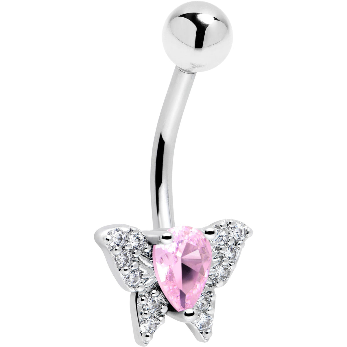 Cubic Zirconia Style Butterfly Belly Ring