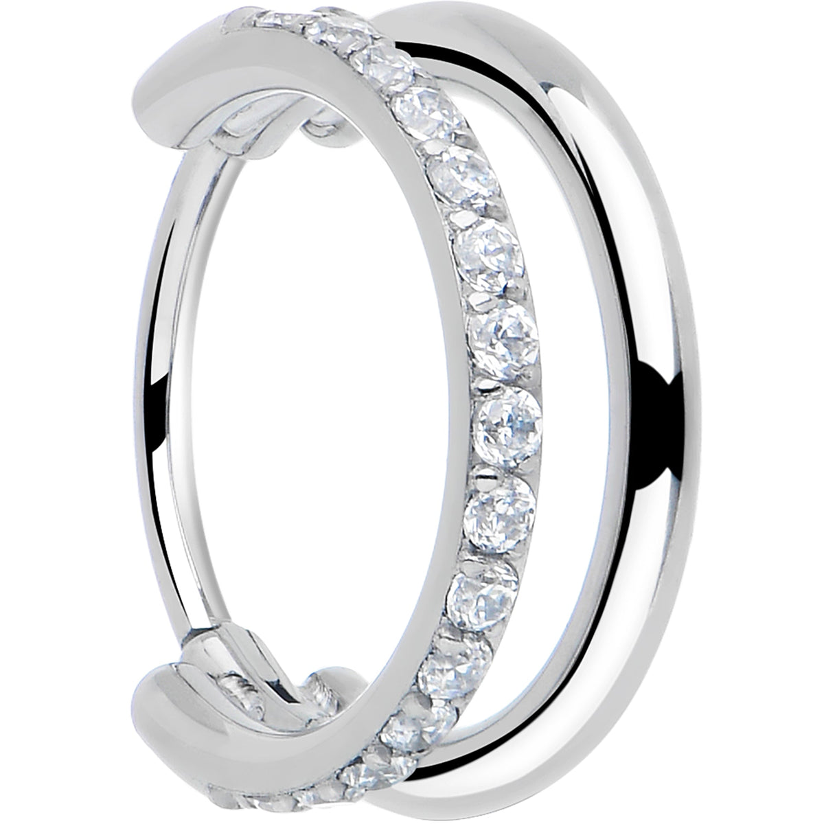 Single Row Micro Gem Implant Grade Titanium Hinged Double Hoop Nose Ring