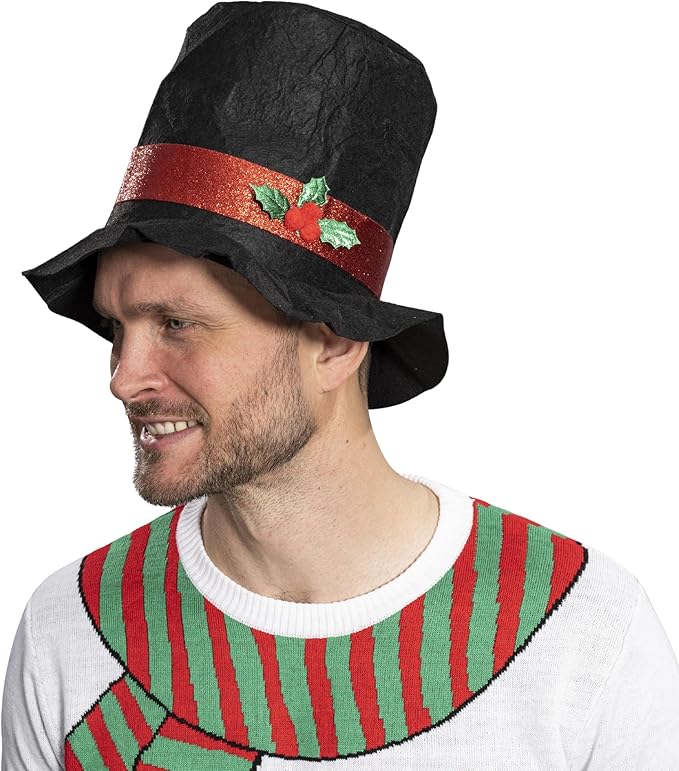 I Am the Snowman Knitted Unisex Ugly Christmas Sweater Top Hat Costume Set