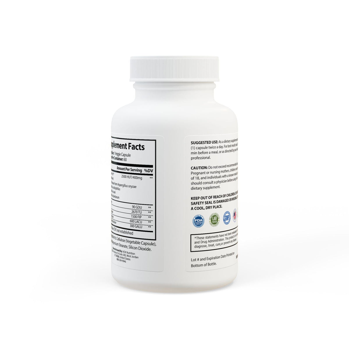 Nutrizy Digestive Enzyme Blend Supplement (60 Capsules)