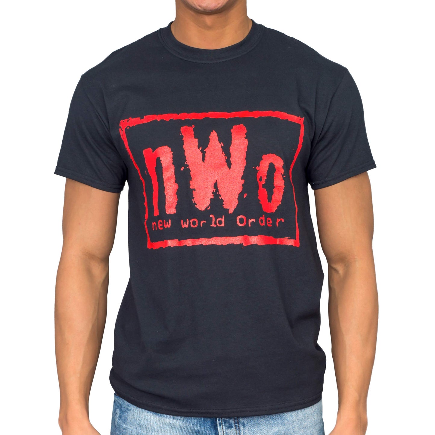 New World Order Replica Red Ink Black Halloween Cosplay Costume T-shirt