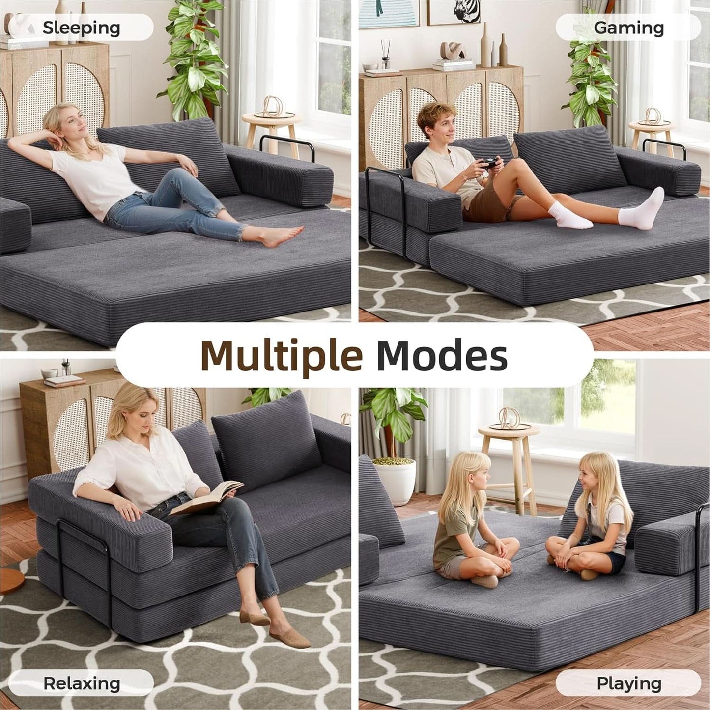 Corduroy Four In One Transformational Sleeper Sofabed