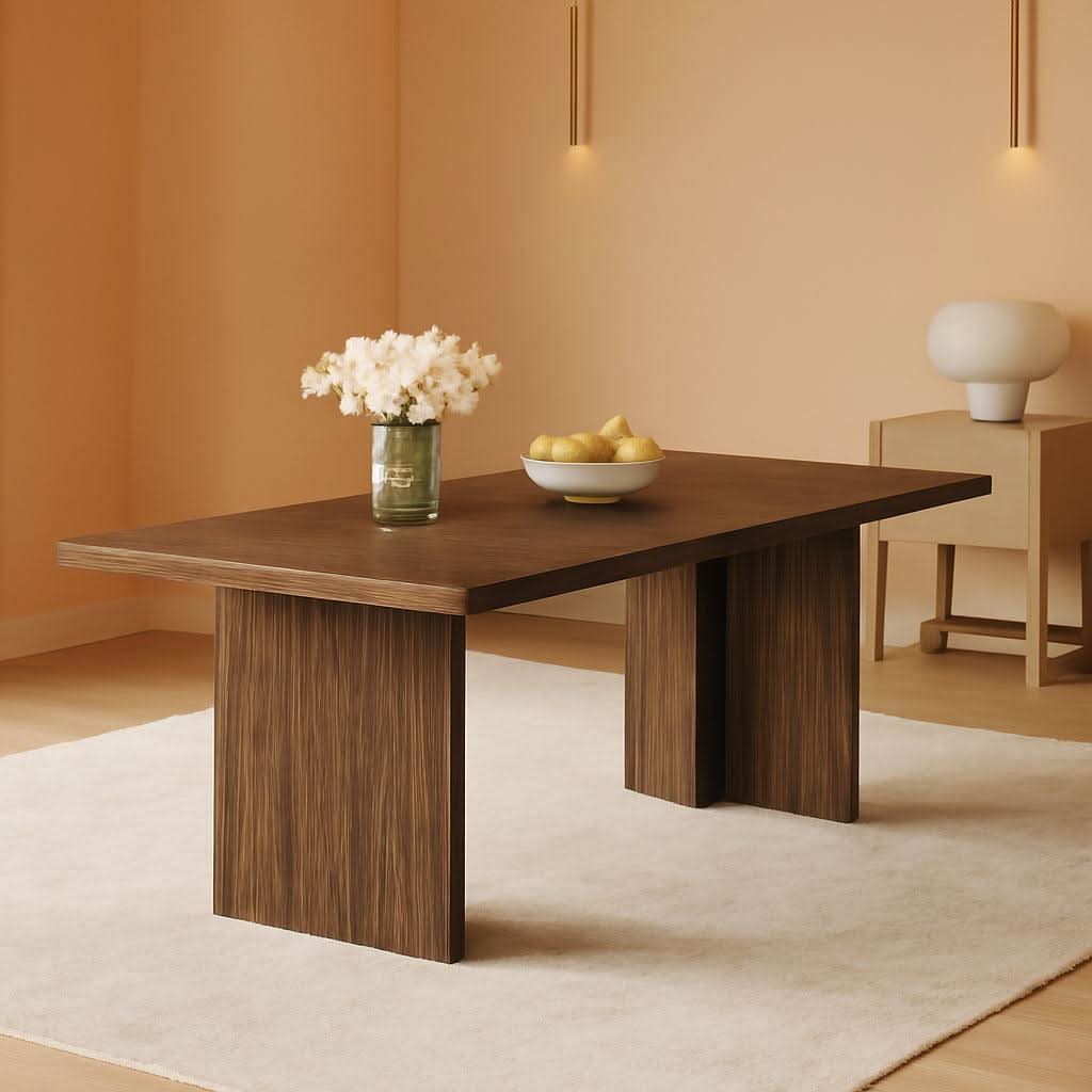 63 Inch Farmhouse Dining Table Vintage Brown Elegant