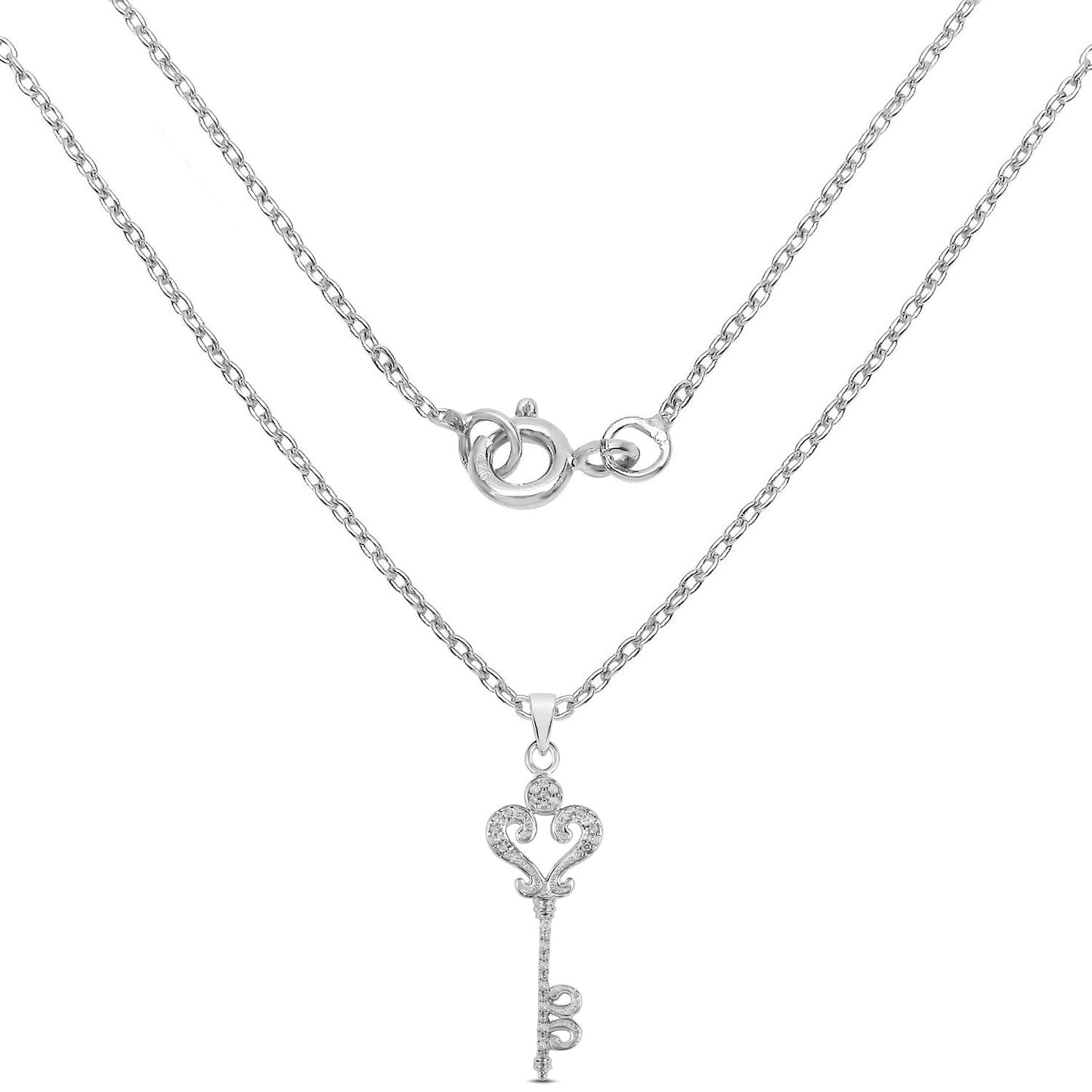 0.10 Carat Genuine White Diamond .925 Sterling Silver Pendant