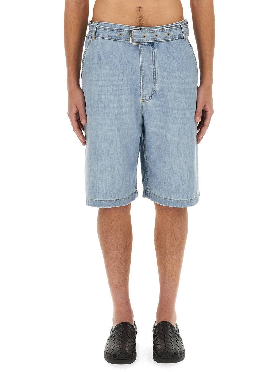 Bottega Veneta Men Denim Bermuda Shorts