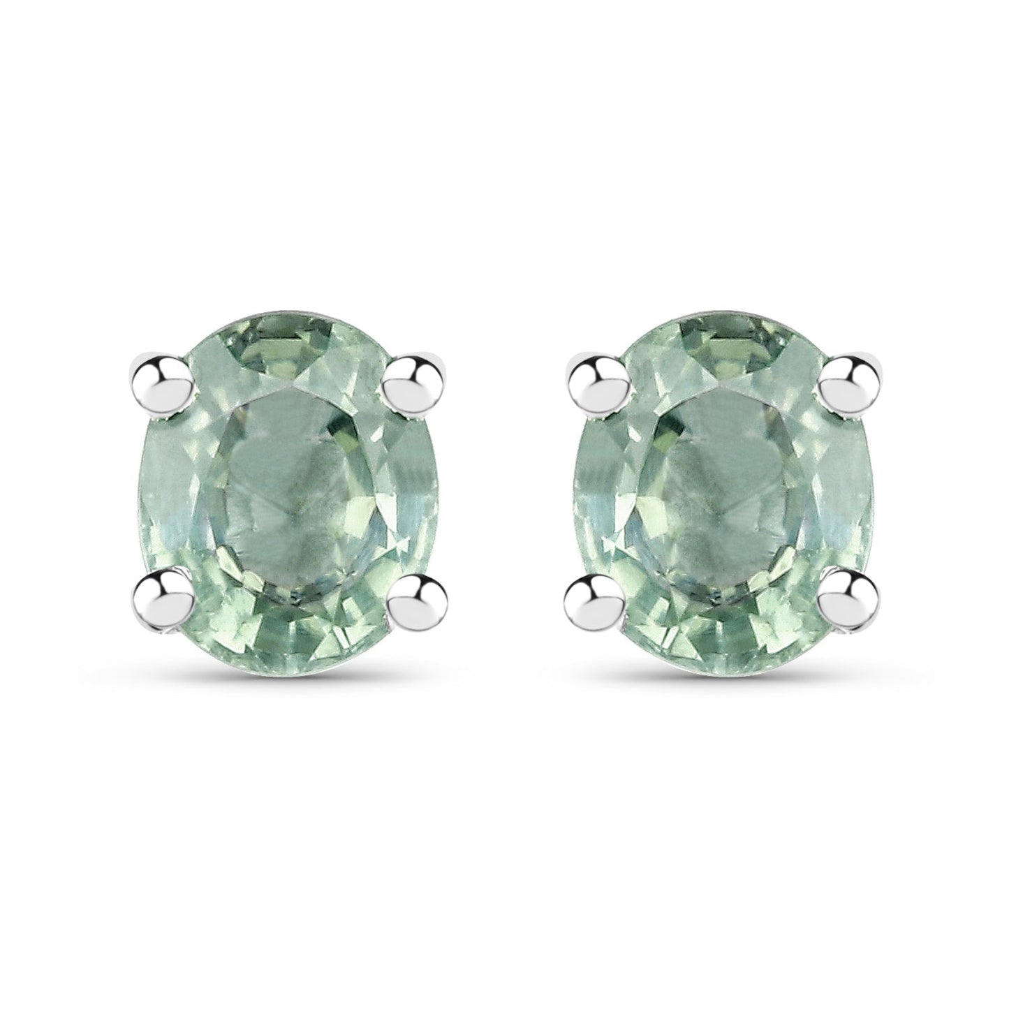 0.68 Carat Genuine Green Sapphire .925 Sterling Silver Earrings