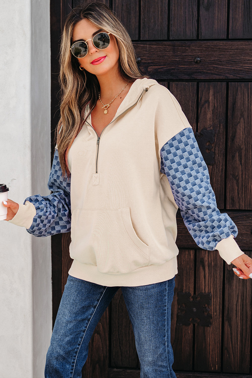 Adalynn Kangaroo Half Zipper Hoodie
