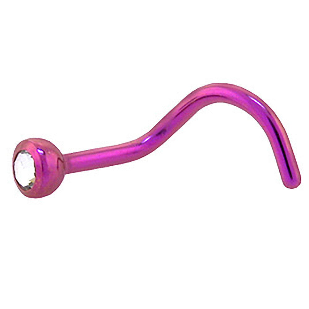 Grade 23 Titanium Pink Crystalline Gem Nose Ring
