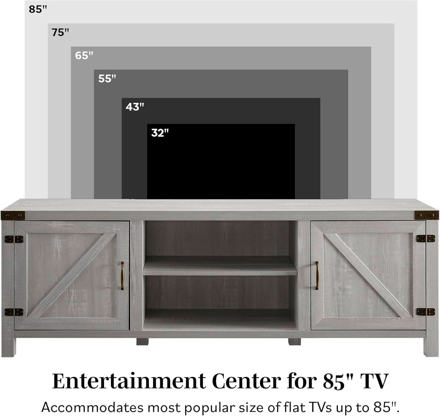 Georgetown Modern Farmhouse 70 Inch TV Stand Stone Grey