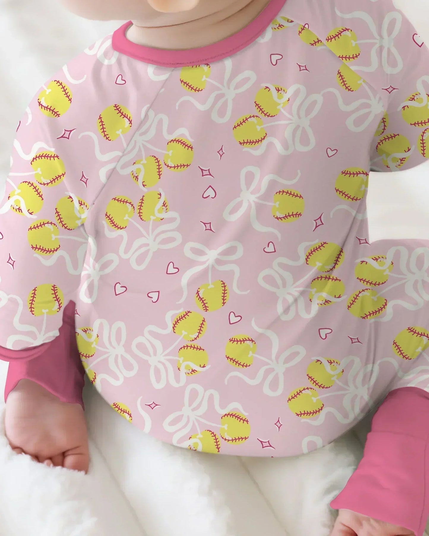 Softball Cherry Mom And Girl Matching Bamboo Convertible Zippy