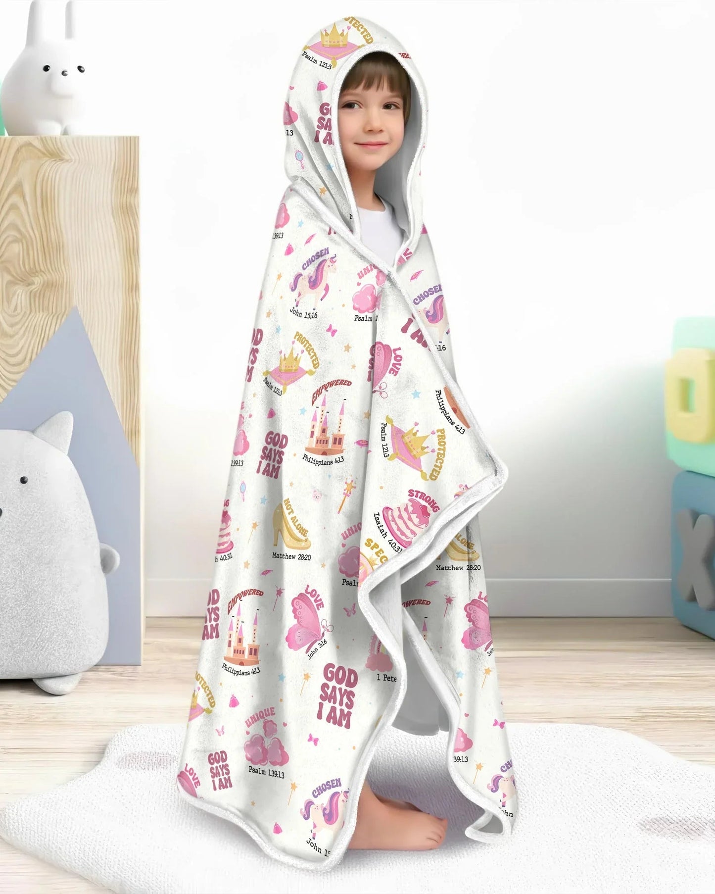 God Says I Am Girl Bamboo Wearable Hooded Blanket