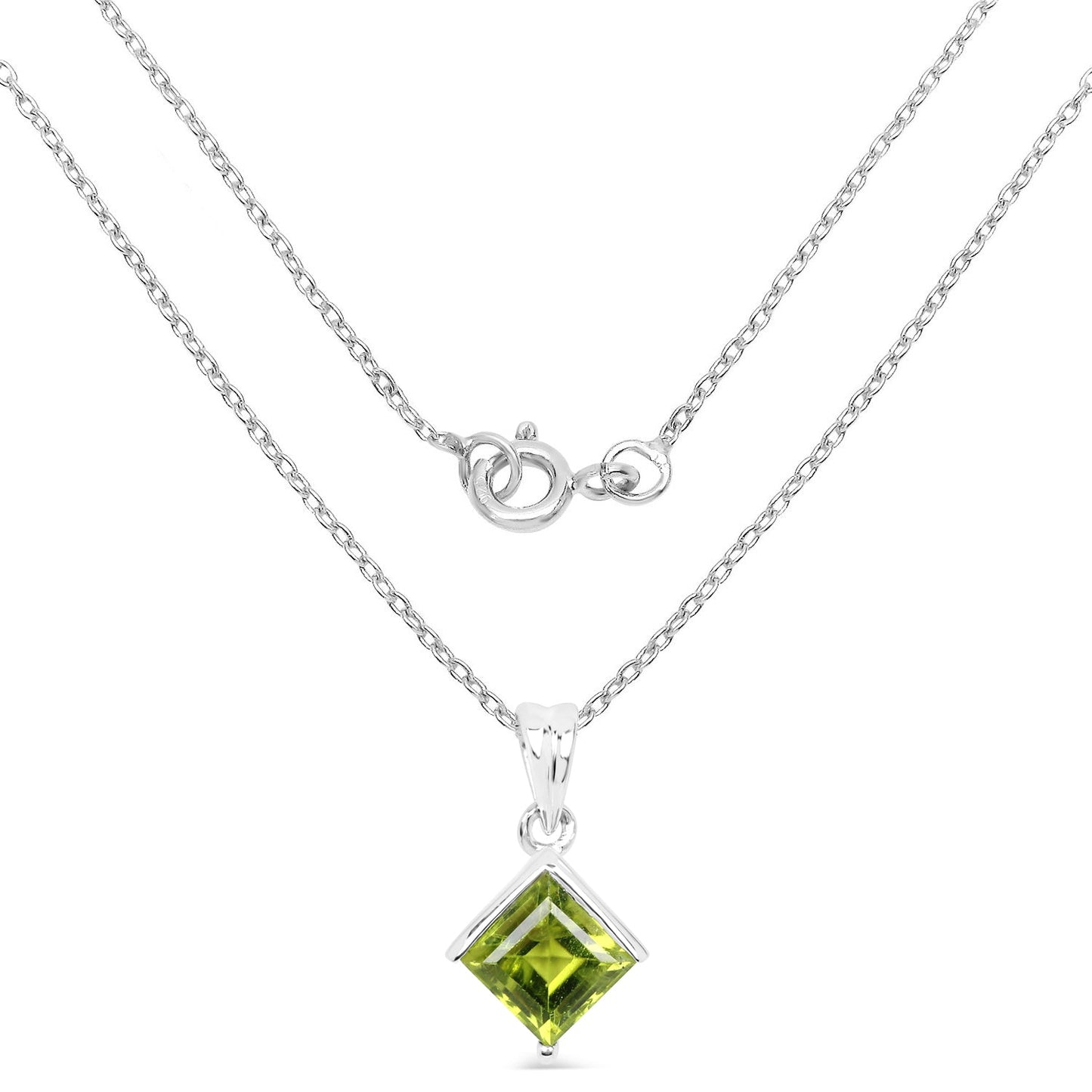 1.56 Carat Genuine Peridot .925 Sterling Silver Pendant