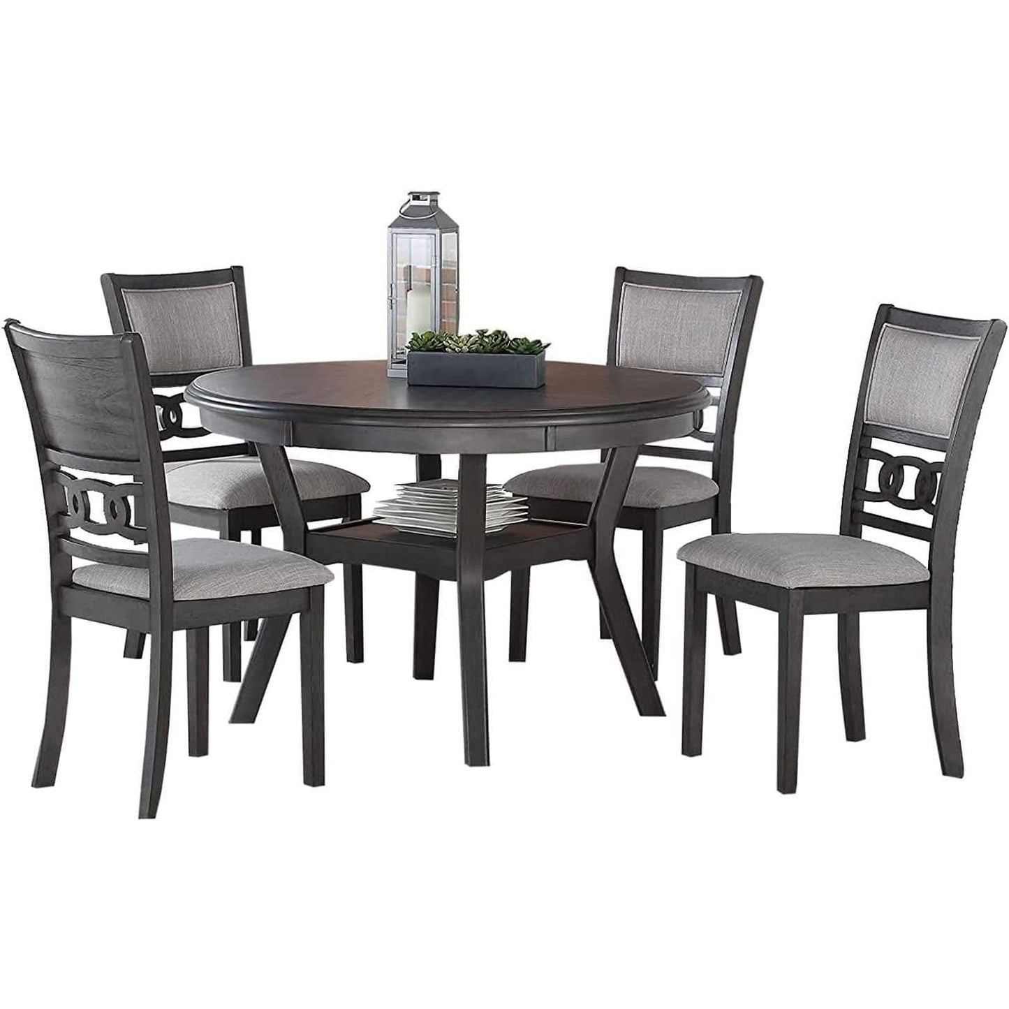 Gray 5 Piece Dining Table Set With 4 Chairs For Kitchen