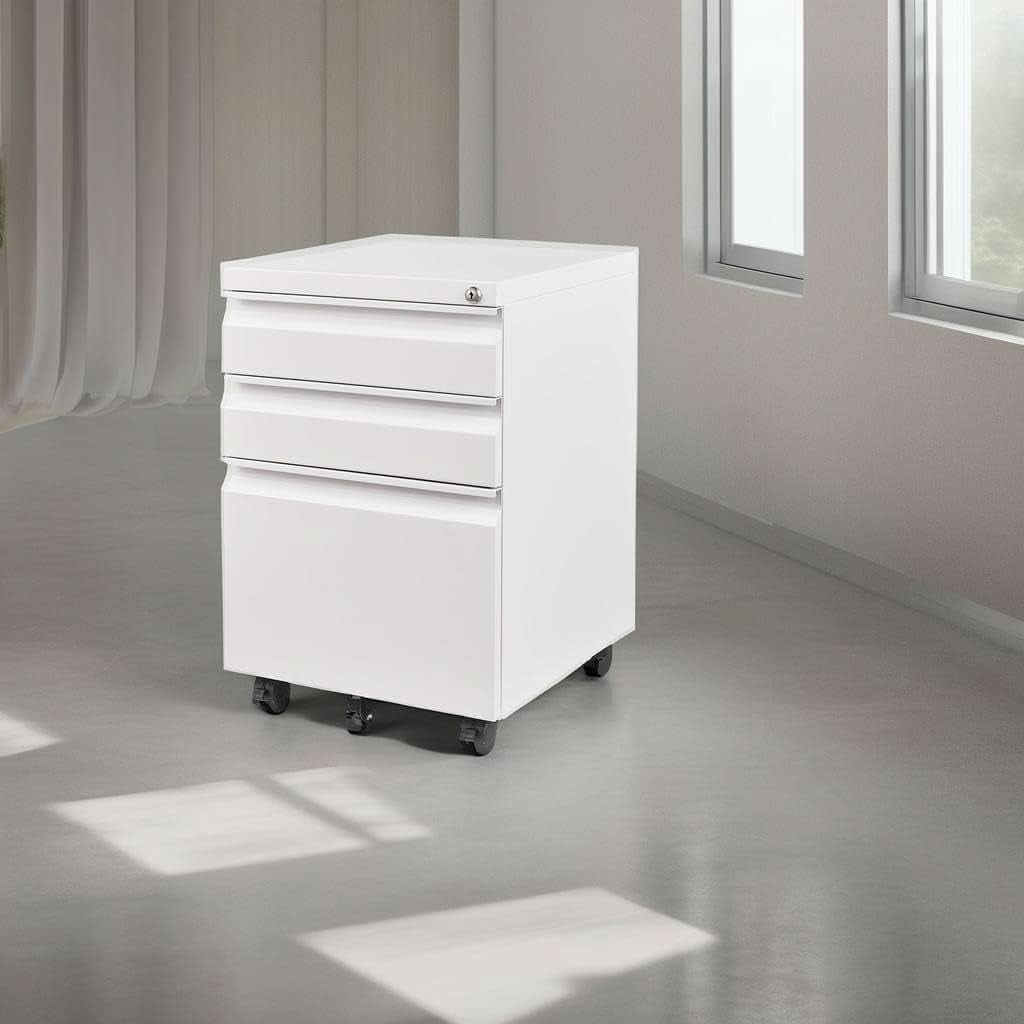 3 Drawer Mobile File Cabinet With Lock Under Desk Filing Cabinet For Home Office