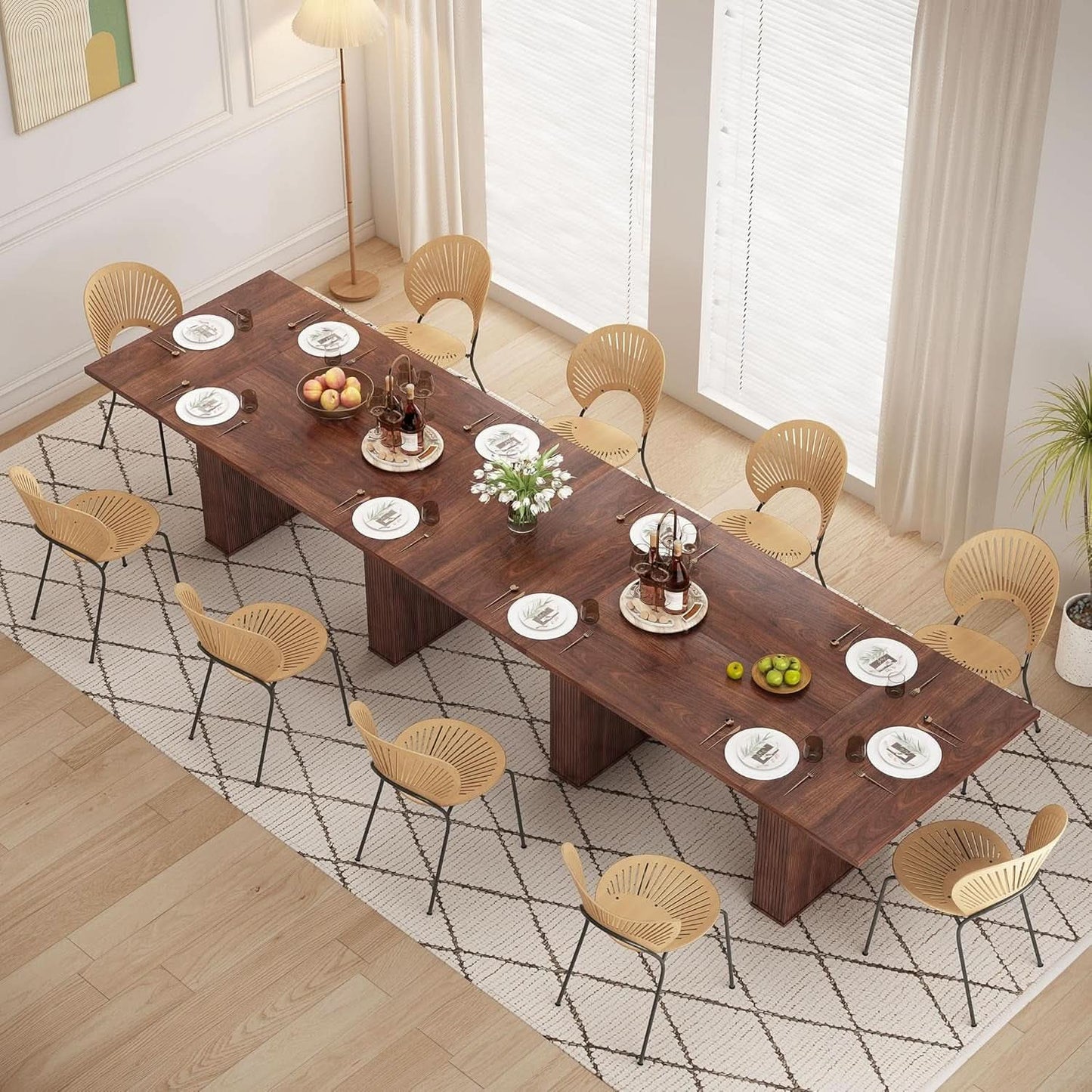 78 Inch Walnut Dining Table Modern Farmhouse Rectangular