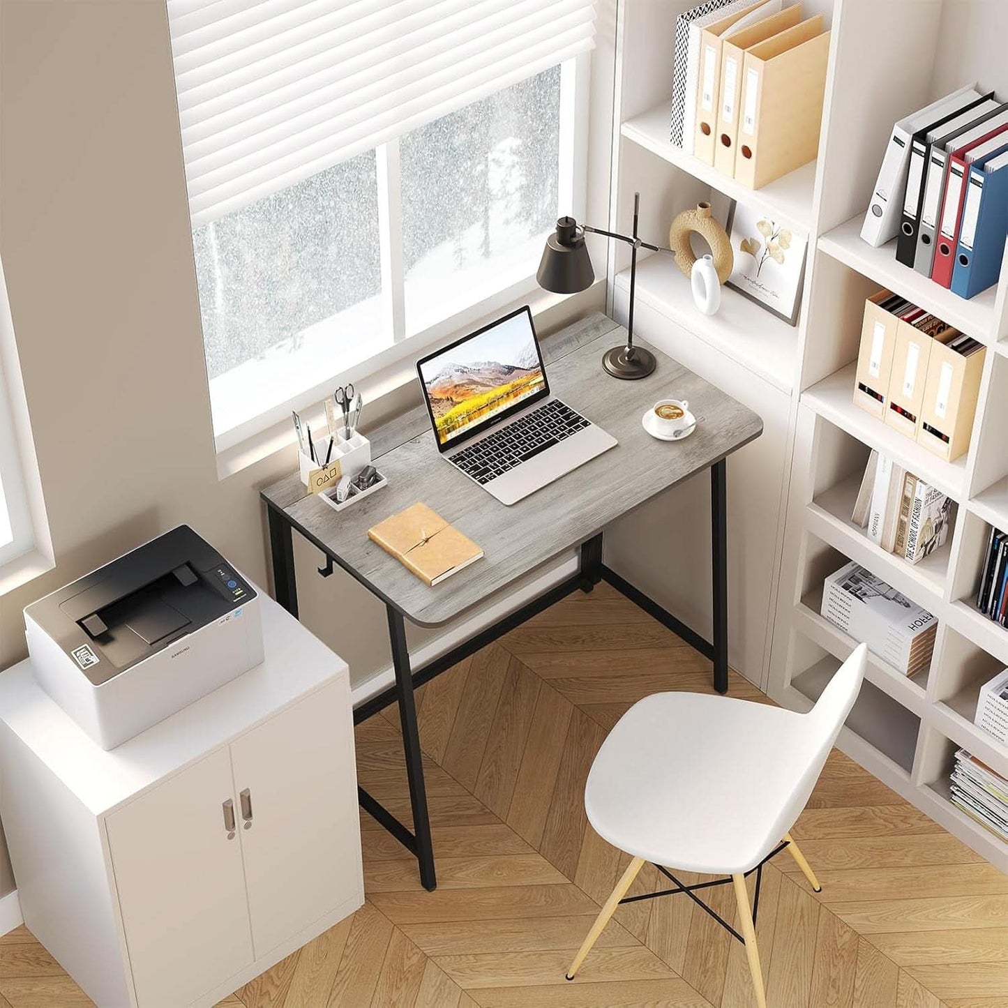 Folding Desk 31.5 Inch Gray Wash Fits Small Spaces