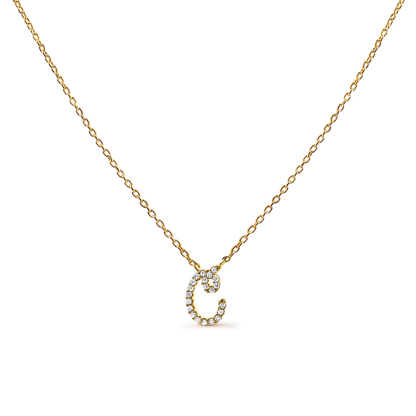 14K White Gold Diamond Accent "A" Initial Script Style Pendant Necklace