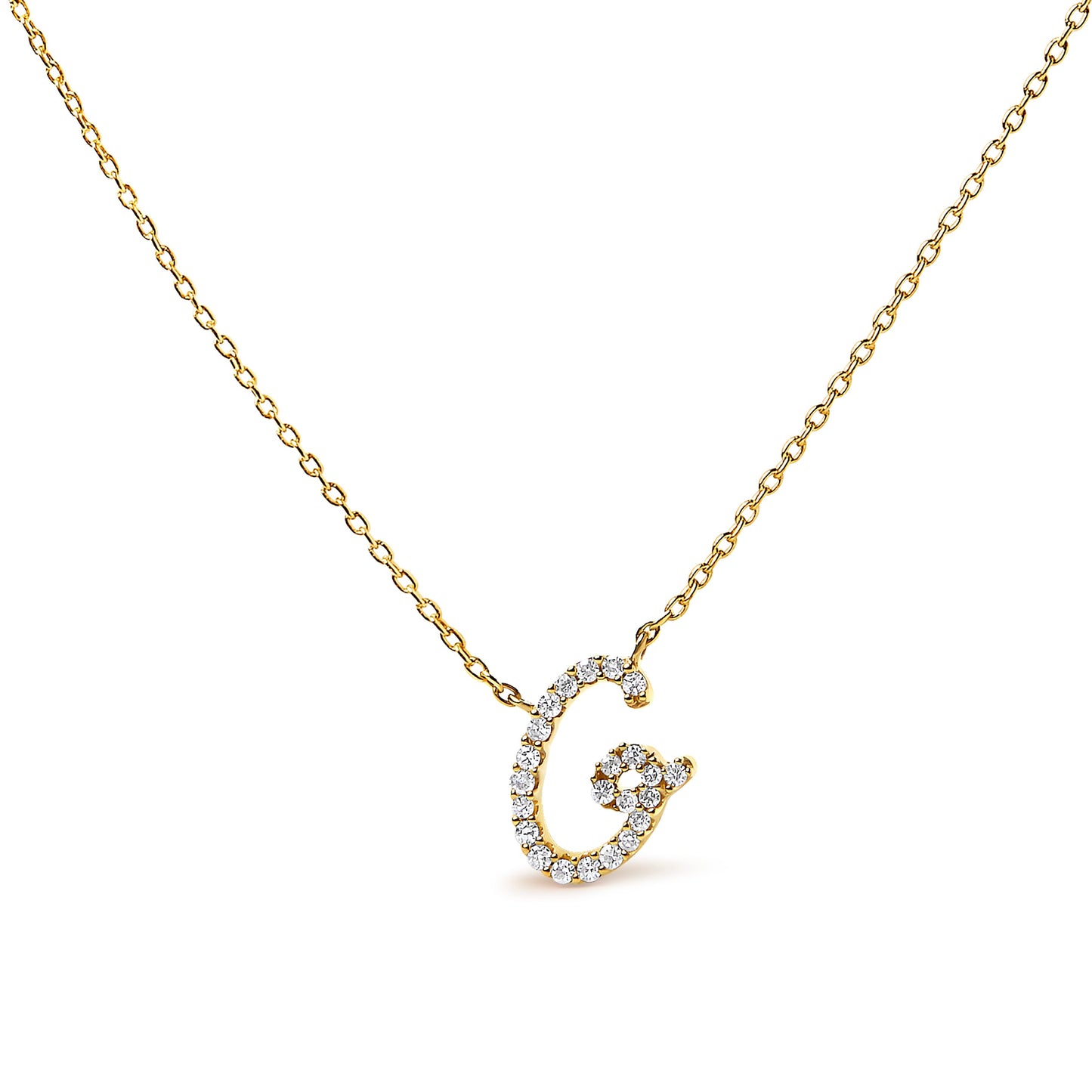 14K White Gold Diamond Accent "A" Initial Script Style Pendant Necklace