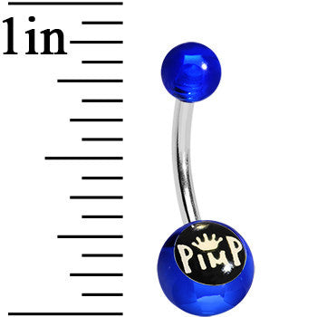 Blue Acrylic Pimp King Belly Ring