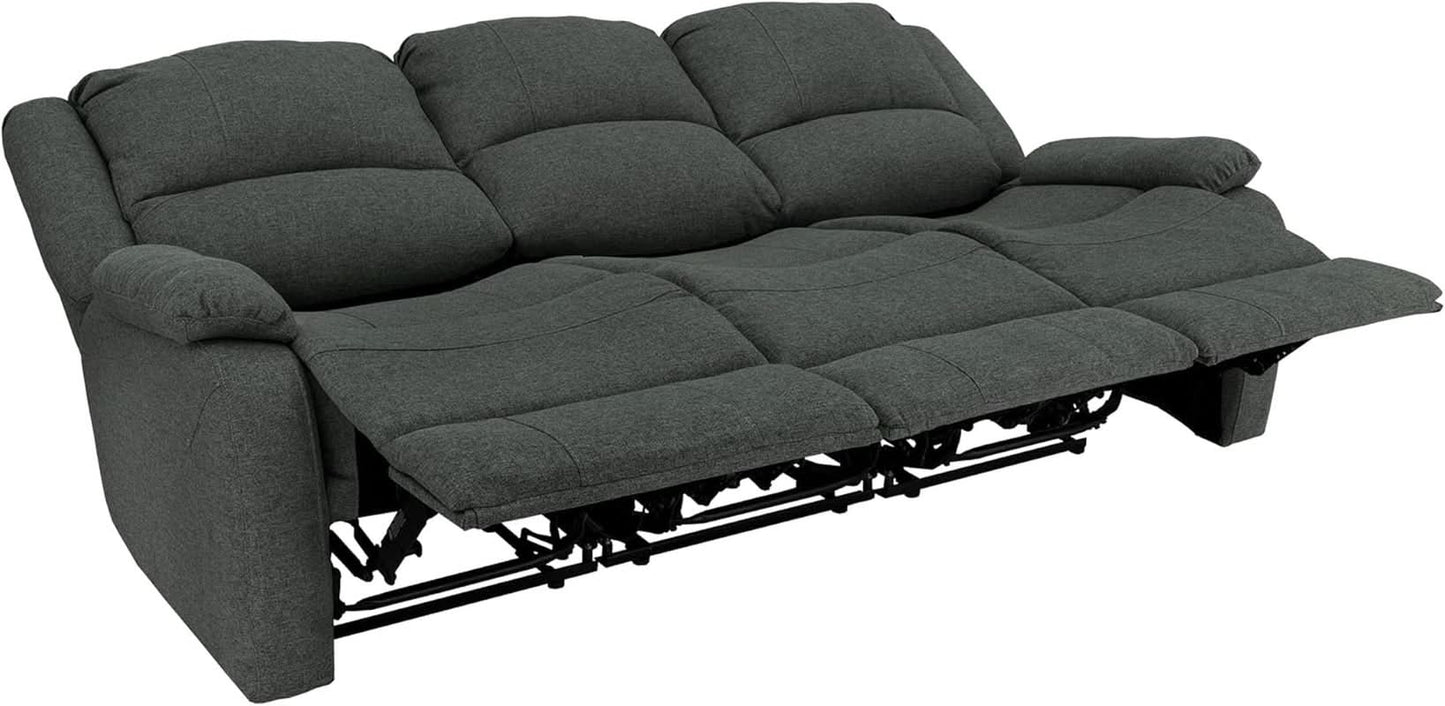 80-Inch RV Triple Recliner Sofa With Convertible Console