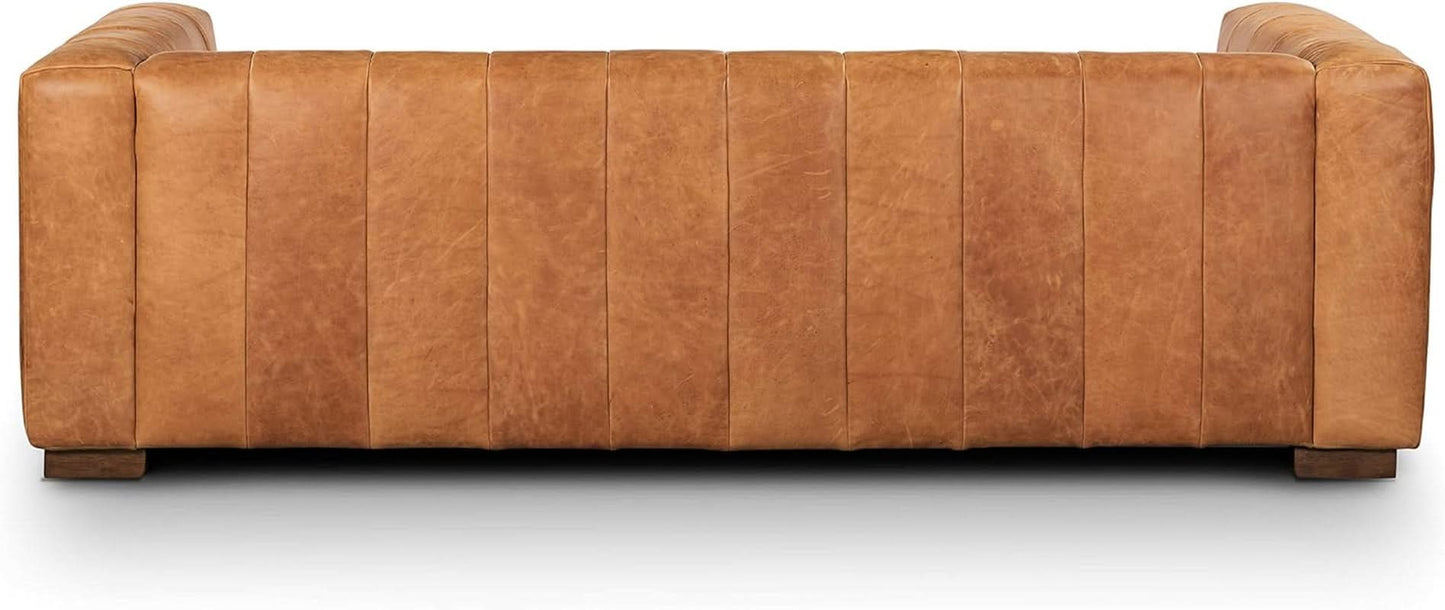 Canale 86 Inch Sofa Full Grain Italian Leather Cognac Tan