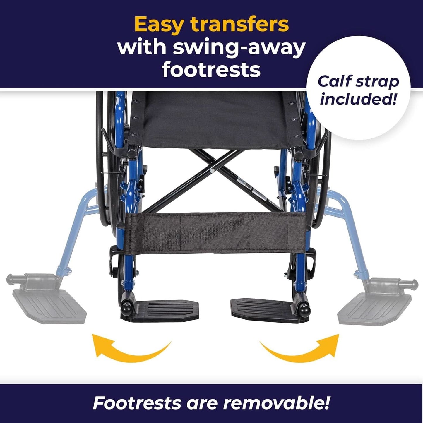 Blue Streak Folding Wheelchair With Flip Back Desk Arms 20 Inch Seat