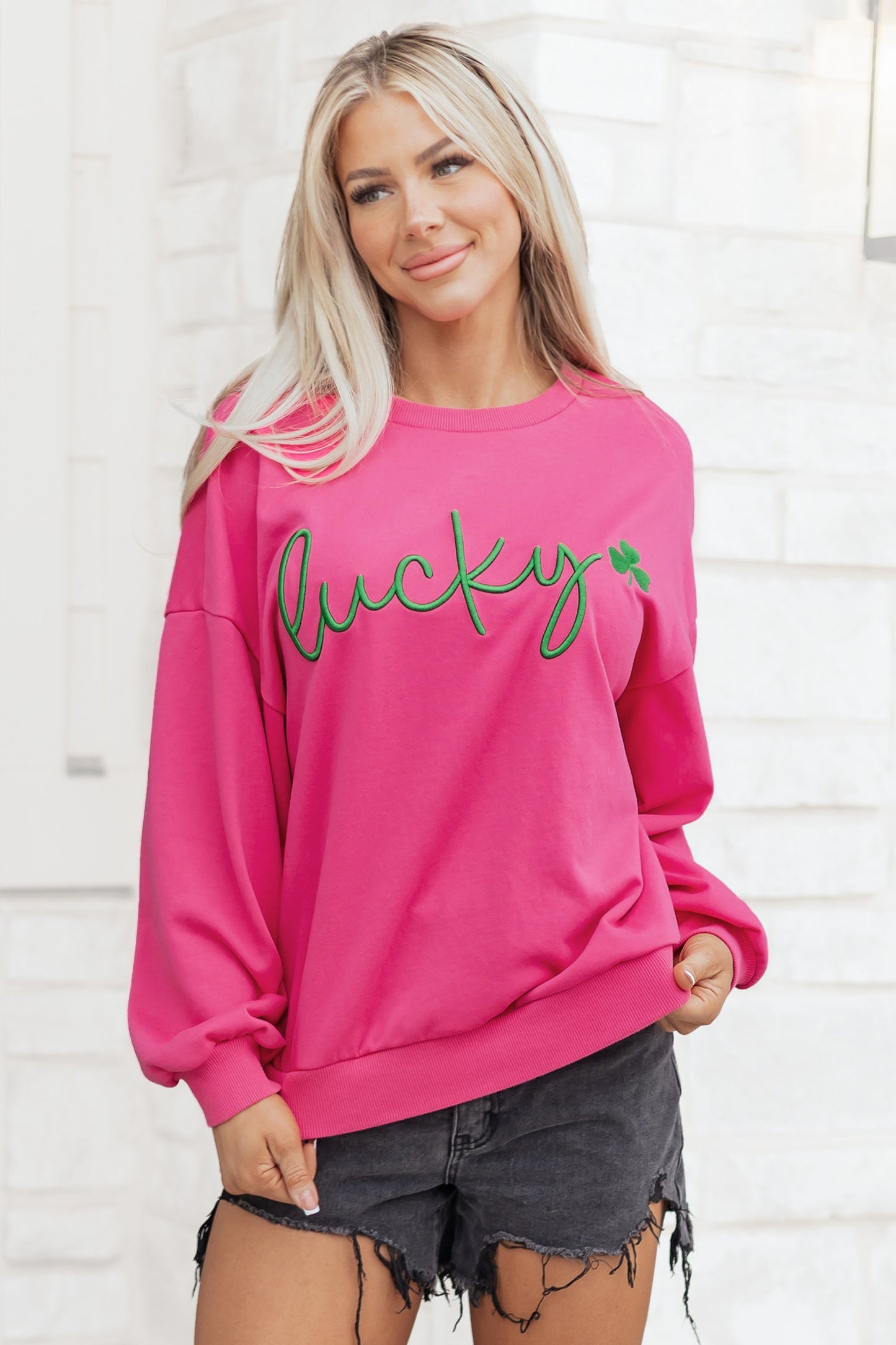 Armani Clover Embroidered Loose Pullover