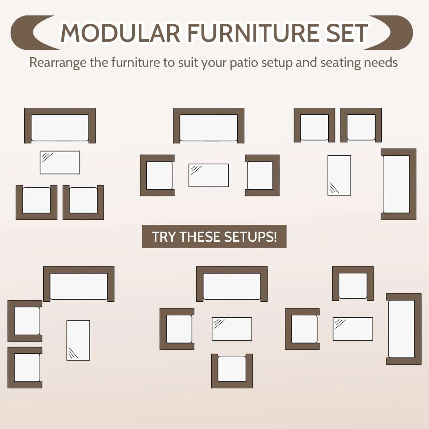Outdoor Rattan 4 Piece Patio Furniture Conversation Set