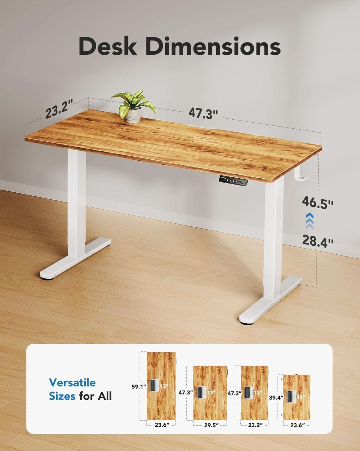 Electric Standing Desk 48X24 Inch Adjustable Height Memory