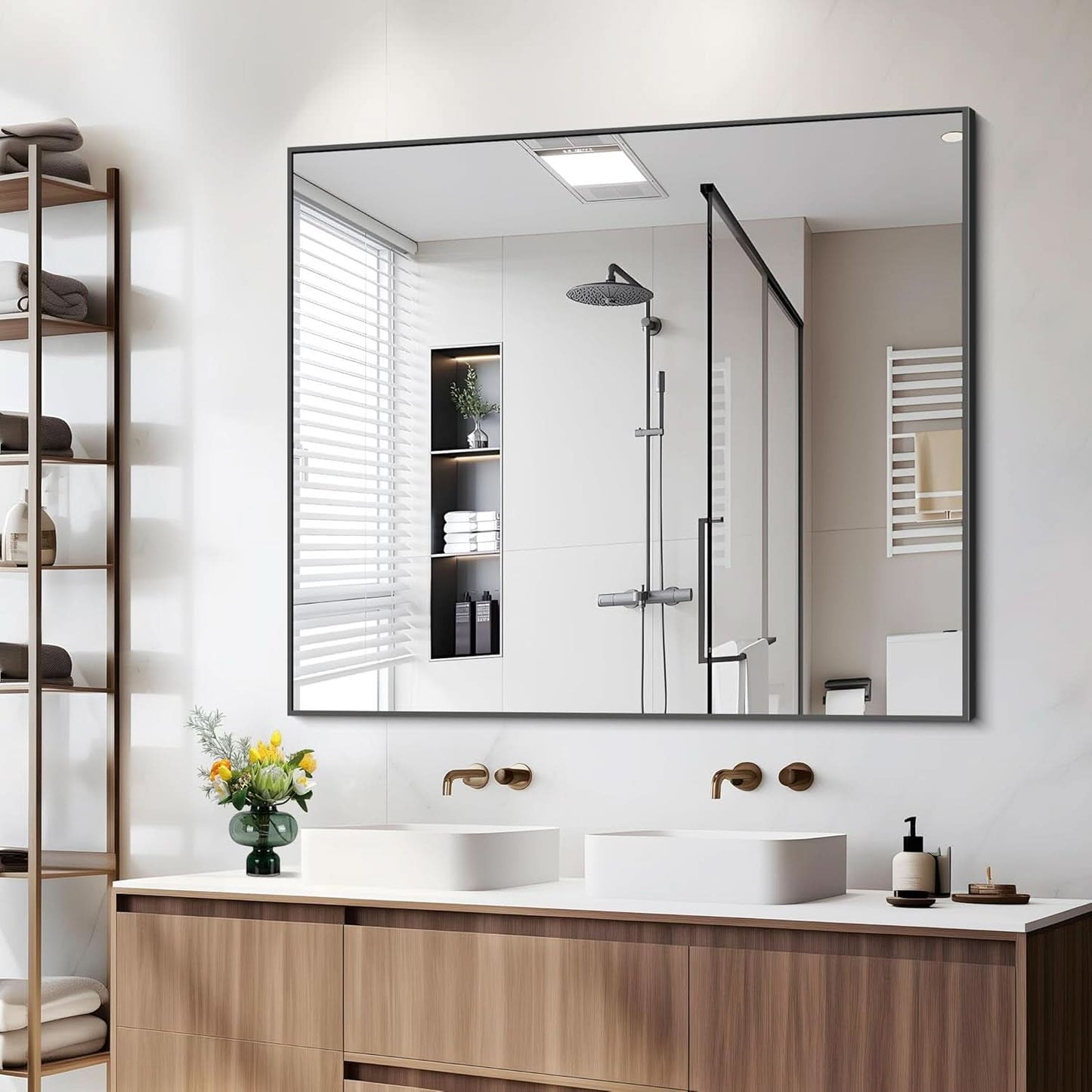 36x40 Black Wall Mirror With Horizontal Or Vertical Mount