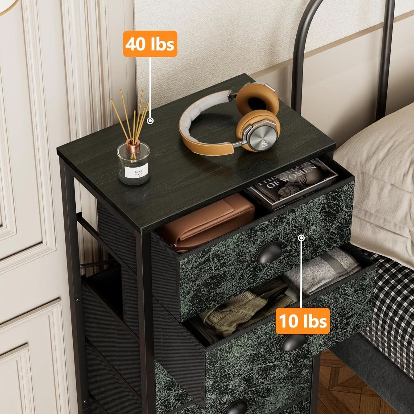Vertical Dresser With 6 Drawers For Bedroom Vintage Green