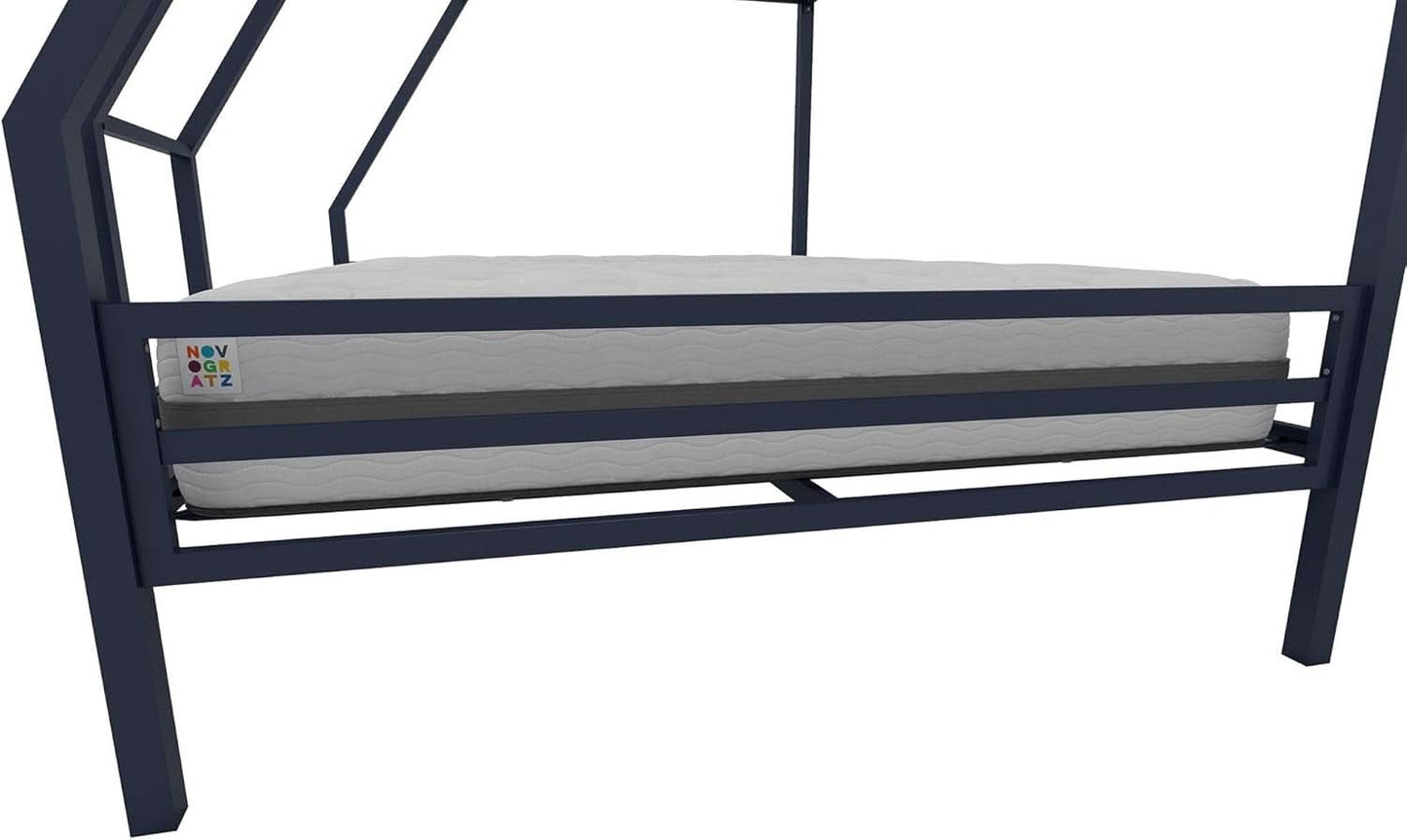 Maxwell Twin-Over-Full Metal Bunk Bed Navy Blue With Ladder