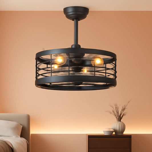16.5 Inch Black Ceiling Fan Industrial Cage Design