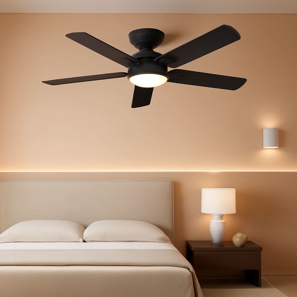 52 Inch Black Ceiling Fan With Lights LED Remote App Control
