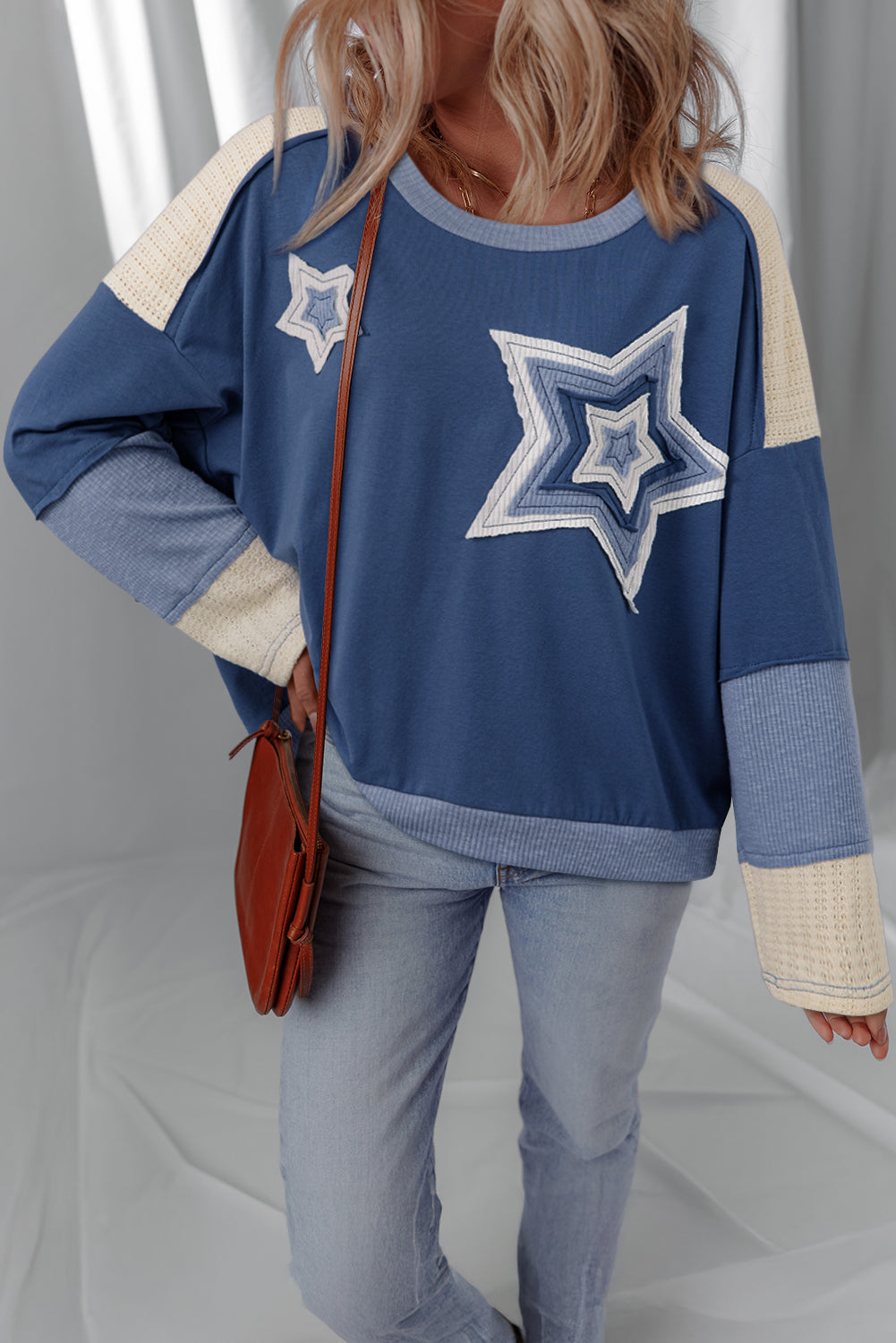 Natalie Knitted Star Patchwork Oversize Top