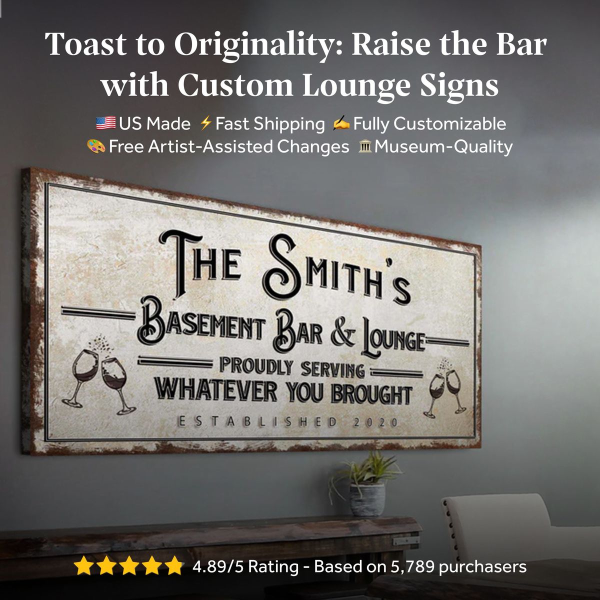 Basement Bar And Lounge Sign X