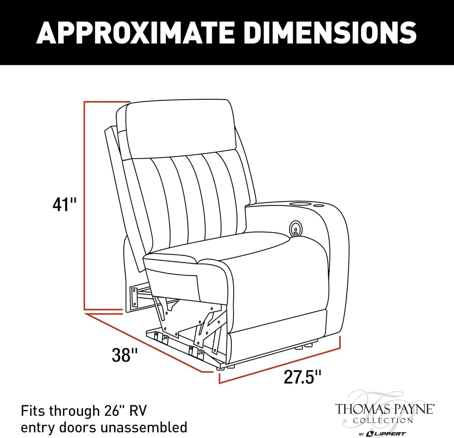 Rv Power Recliner With Massage Left Hand Polyhyde Fabric