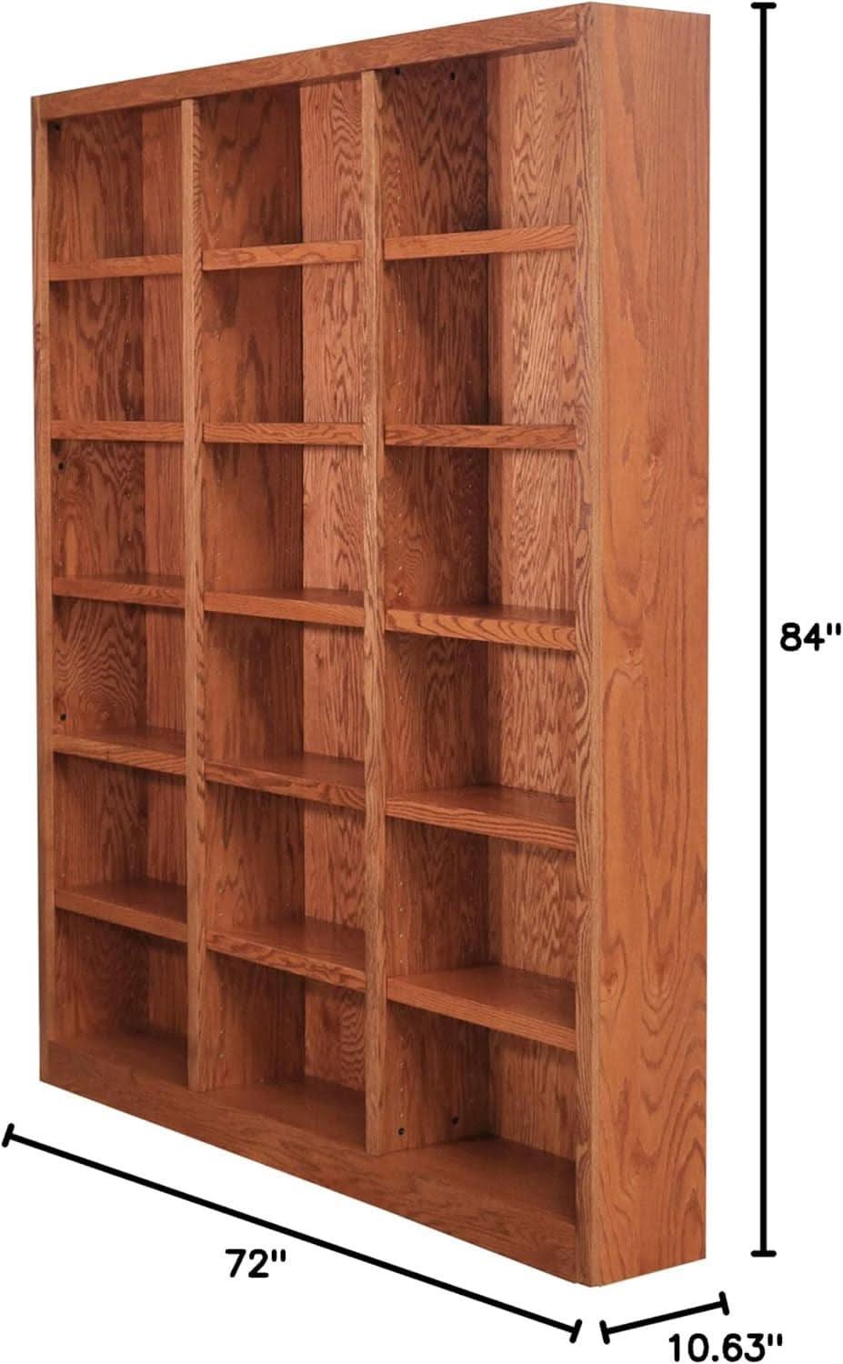 Traditional Oak Bookcase 84 Inch Tall With 18 Shelves