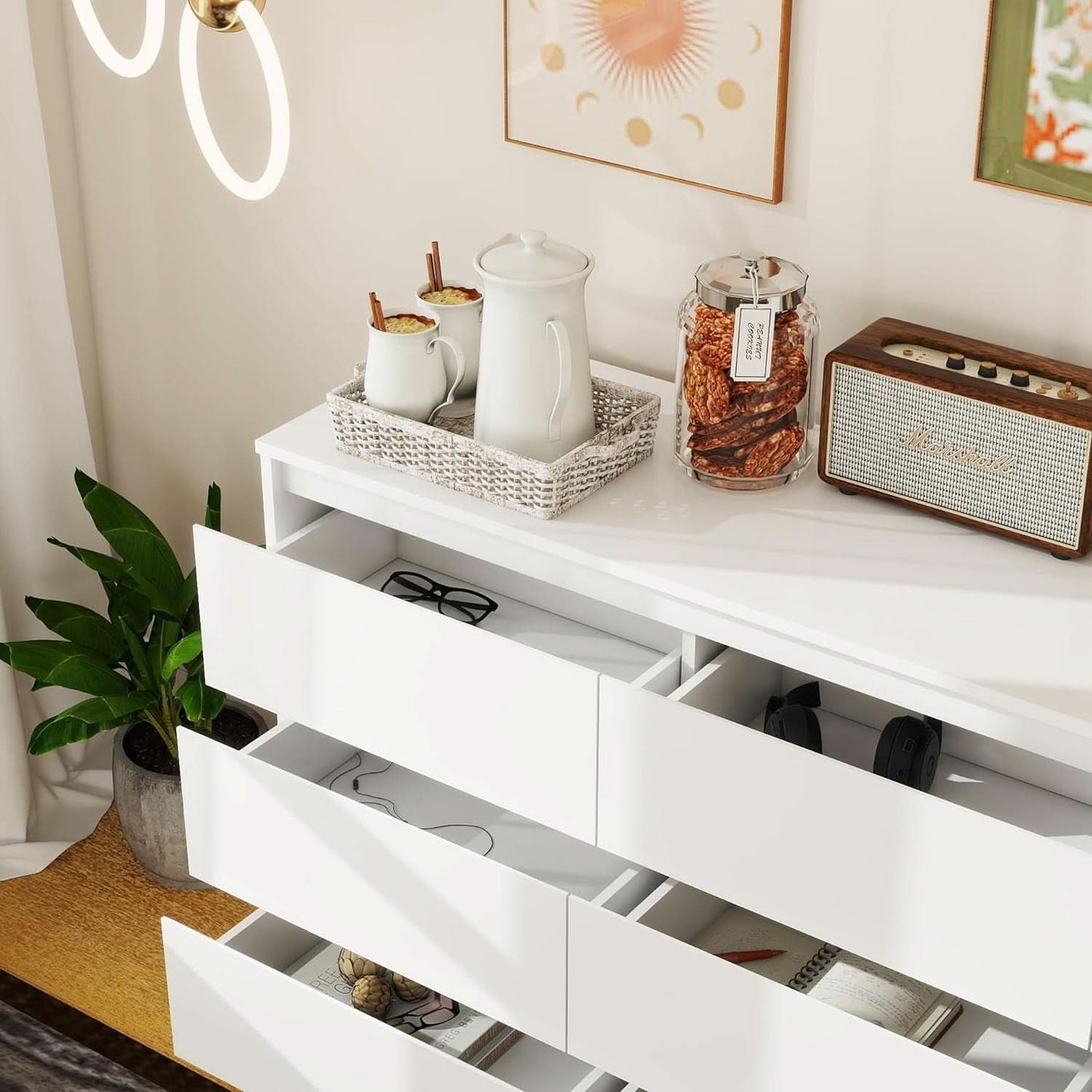 White 9 Drawer Dresser With Large Storage Capacity For Bedroom