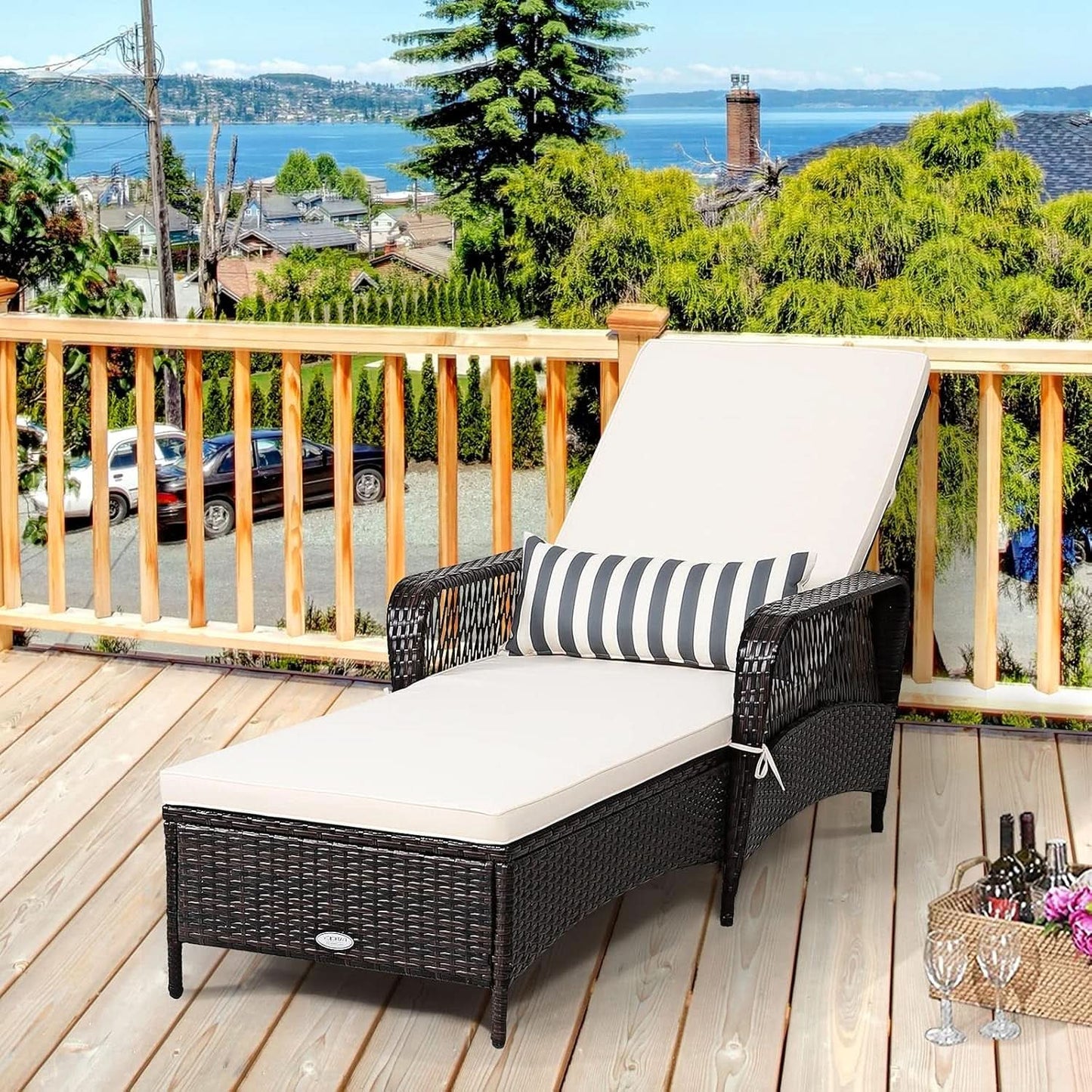 Adjustable Rattan Chaise Lounge Chair for Outdoor Relaxation