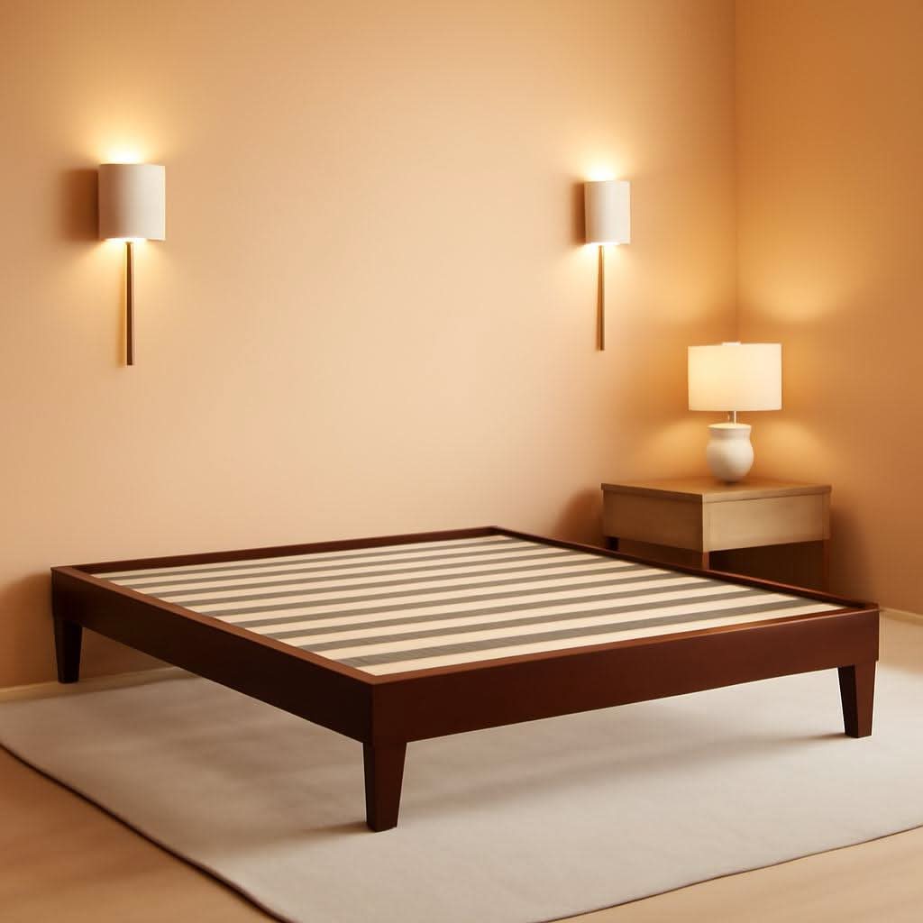Queen Platform Bed Frame Dark Walnut Underbed Storage