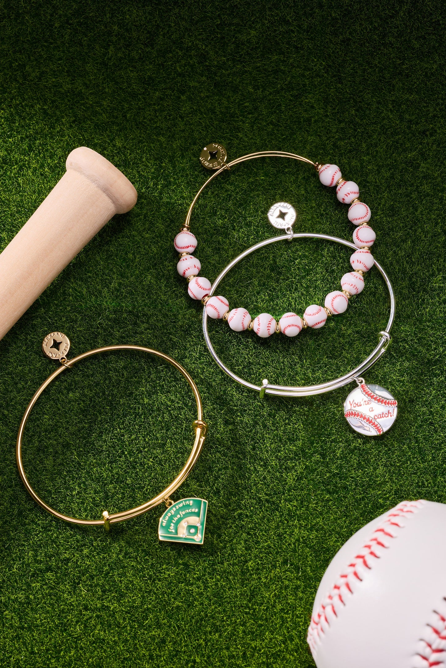 "You're a Catch" Baseball Charm Bangle