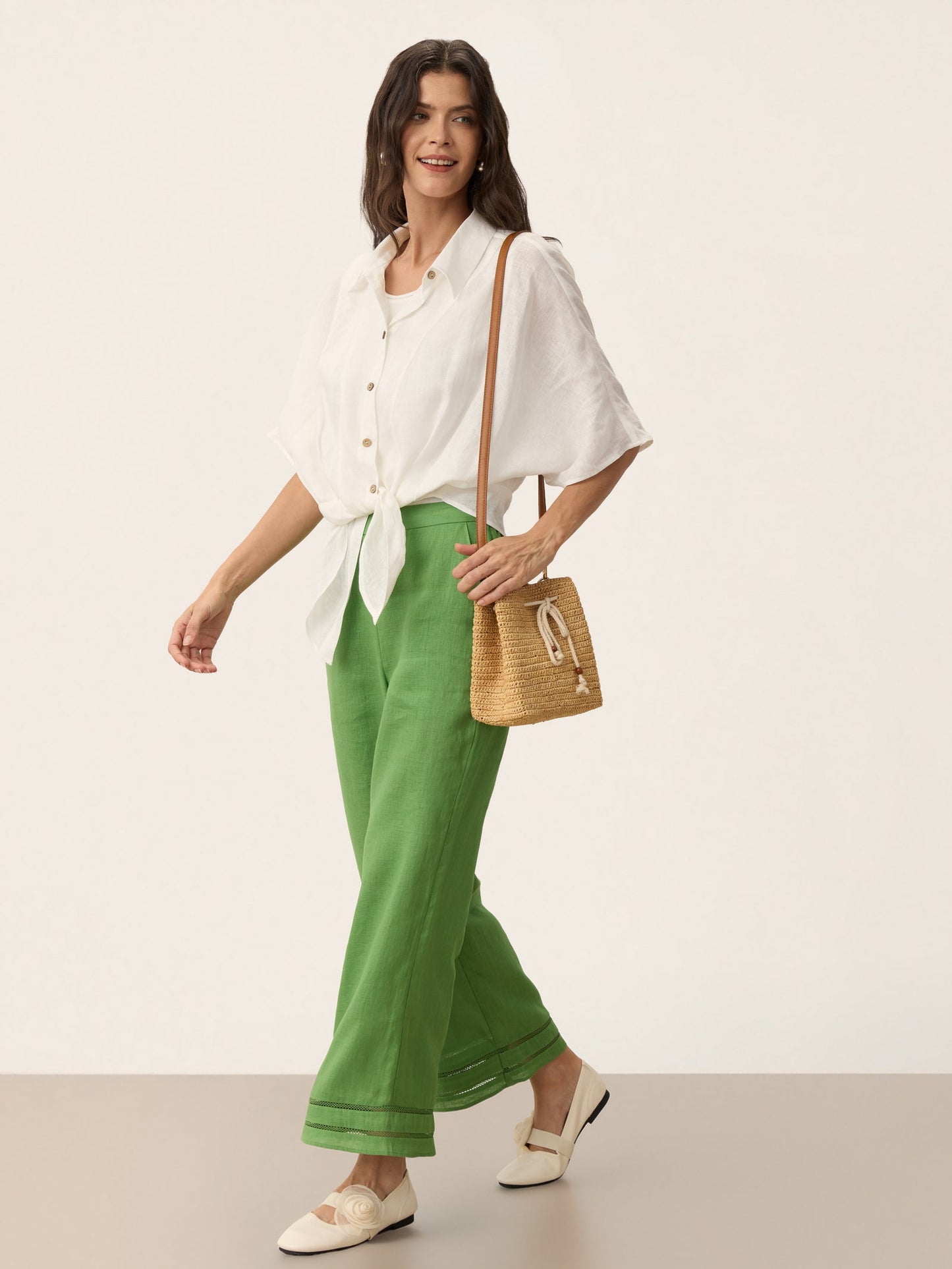 Mini Handwoven Raffia Drawstring Crossbody Bag