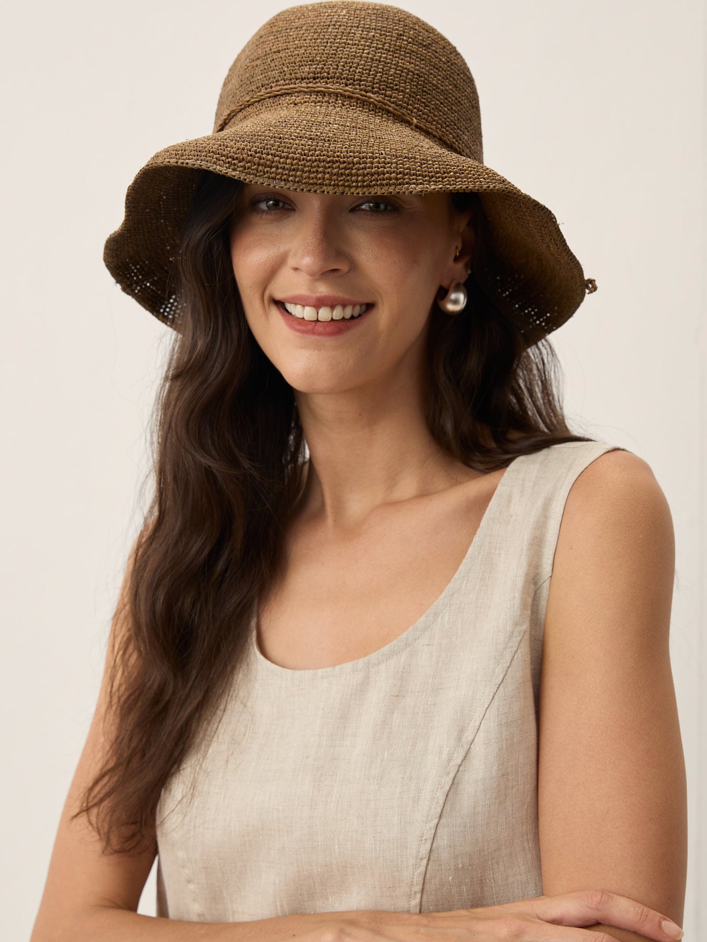 Handwoven Raffia Wide-Brim Sun Hat With Removable Bow