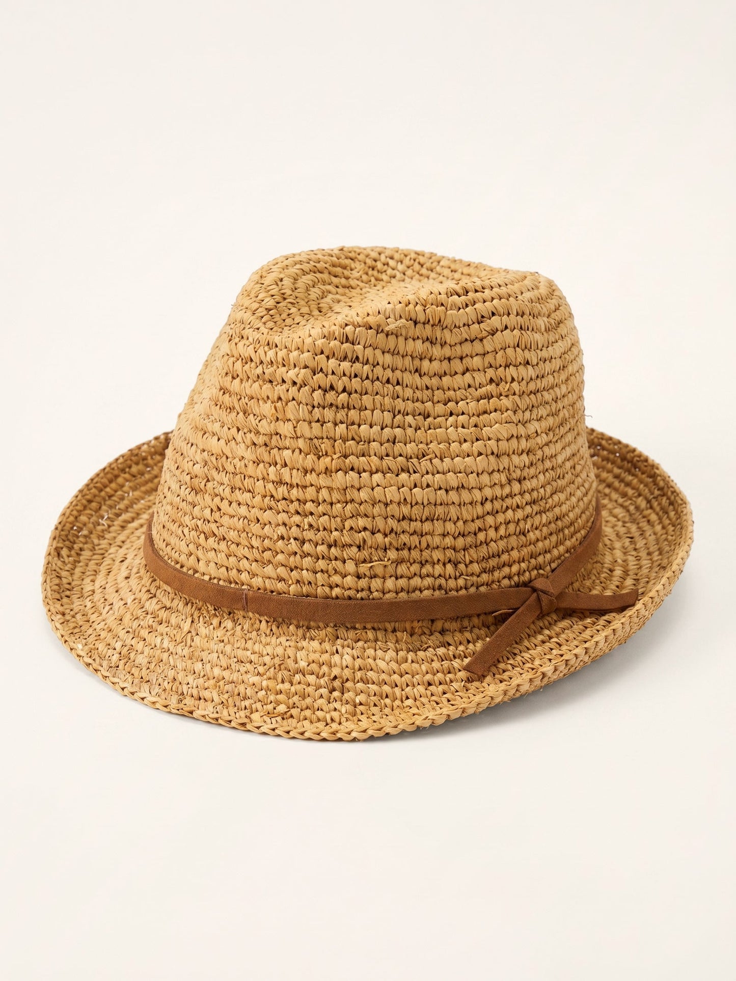 Handwoven Raffia Fedora Sun Hat With Removable Bow