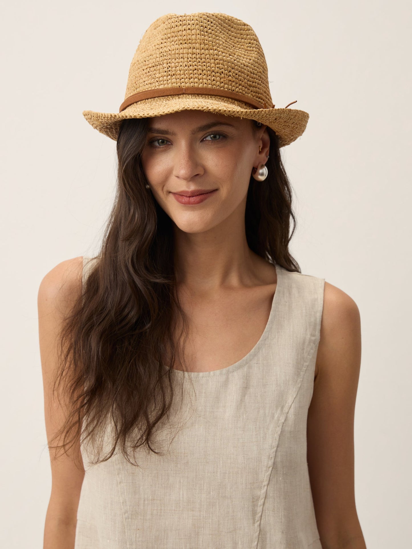 Handwoven Raffia Fedora Sun Hat With Removable Bow