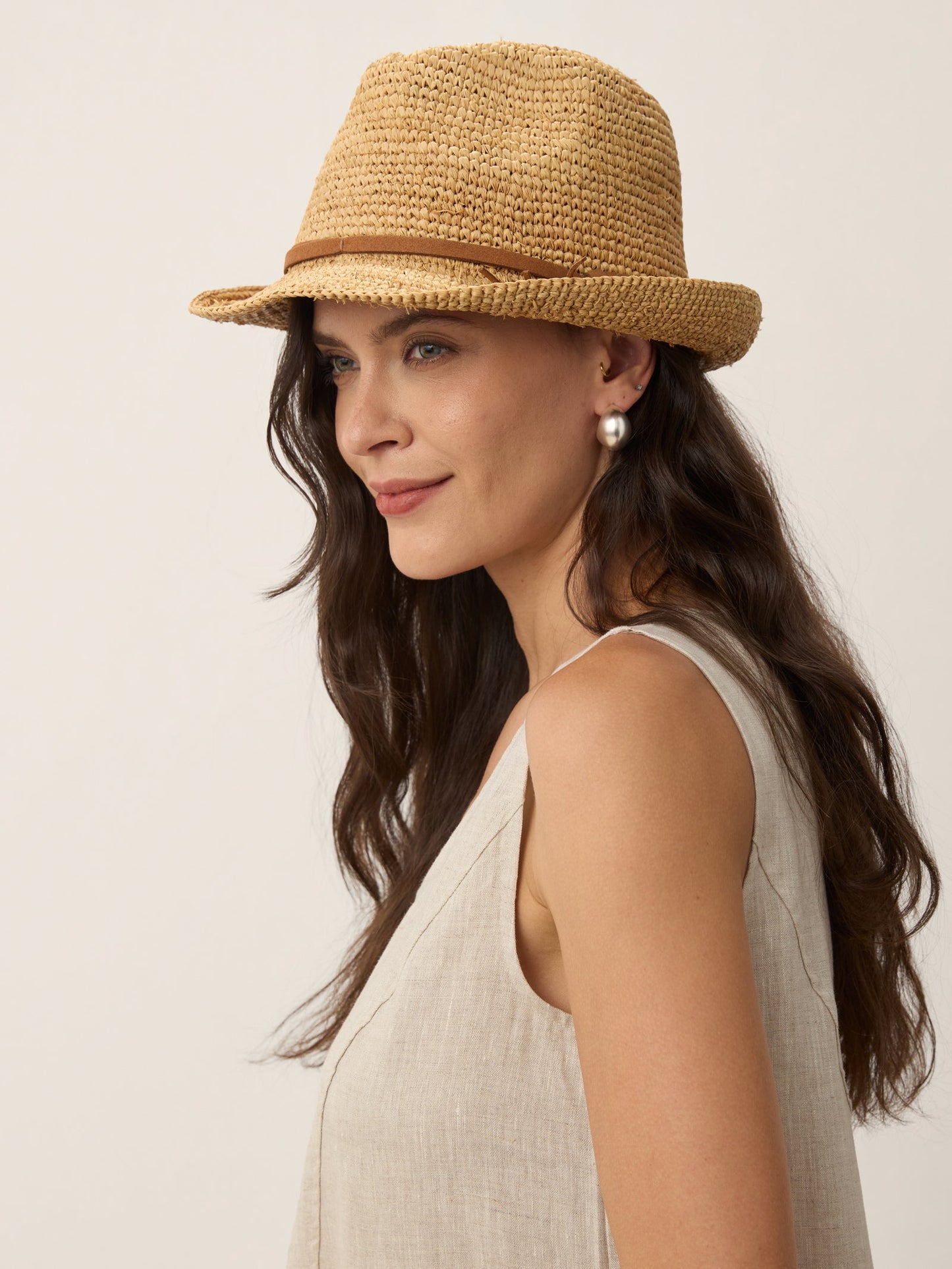 Handwoven Raffia Fedora Sun Hat With Removable Bow