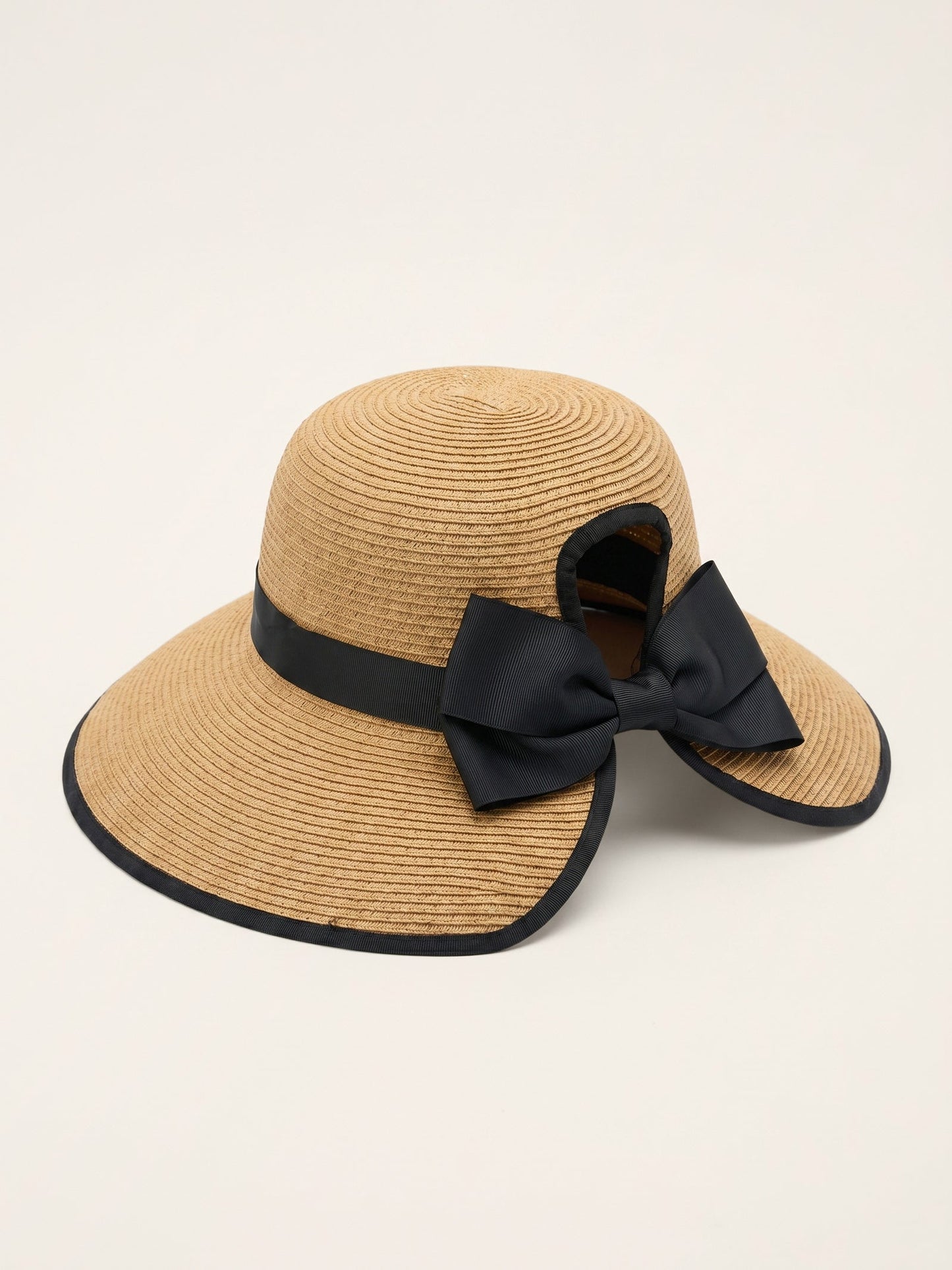 Handwoven Paper Straw Wide-Brim Sun Hat With Bow